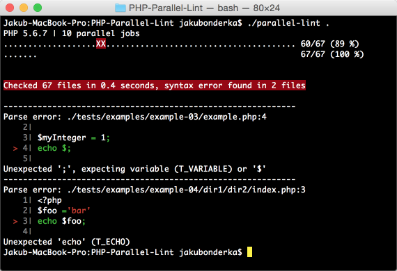 Screenshot of PHP-Parallel-Lint